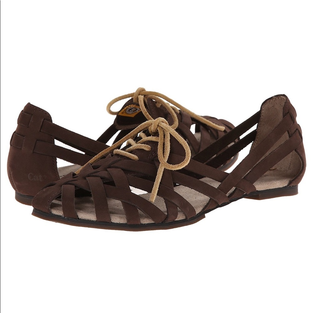 Caterpillar Crisscross Brown Fisherman Sandals Shoes Sz 7